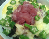 【夏バテに】オクラとマグロのとろろかけ丼作り方4写真