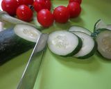 最速のミニトマトときゅうり入りサラダ朝食作り方4写真