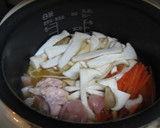 鶏皮ときのこの炊き込みご飯作り方3写真