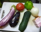 ギリシャなすと夏野菜たっぷりナポリタン作り方1写真