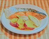 鮭とさつま芋とみょうがの煮物作り方4写真