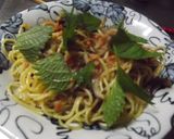 紫蘇と鮭フレークの温卵バジル風パスタ作り方8写真