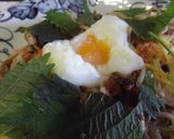 紫蘇と鮭フレークの温卵バジル風パスタ作り方9写真
