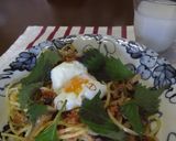 紫蘇と鮭フレークの温卵バジル風パスタ作り方10写真