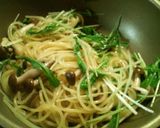 水菜としめじの和風パスタ作り方7写真
