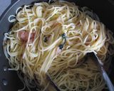 辛子明太子と大葉の和風パスタ作り方4写真