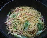 ベーコンとシャキッと山東菜のパスタ作り方6写真
