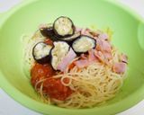 トマトと茄子とベーコンの冷製パスタ作り方5写真