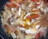 キノコと鶏挽肉の和風スープパスタ作り方4写真