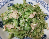 節約簡単ｺﾞｰﾔｻﾗﾀﾞ４人分300円位作り方3写真