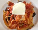 なすとモッツァレラのトマトソースパスタ作り方6写真