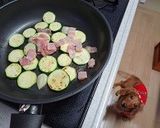 ベーコンときのこズッキーニーニンニク炒め作り方2写真