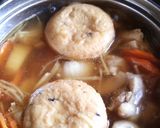 温か山芋煮物。ほくほく&コラーゲン鶏肉作り方3写真