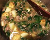 ひき肉ほうれん草じゃがいものうま辛スープ作り方6写真