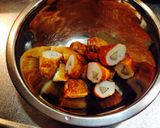めんつゆ使って☆かぼちゃとごぼう天の煮物作り方1写真