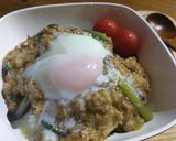 簡単温玉乗せ！茄子と挽肉のピリ辛丼作り方11写真