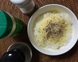お粥の残りで生ハム入りチーズリゾット風作り方2写真