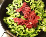 ゴーヤと牛肉コマの甘辛炒め。作り方1写真
