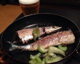 フライパンで！秋刀魚とセロリのハーブ焼き作り方3写真