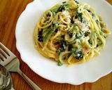 牛乳で♡ほうれん草のｸﾘｰﾑﾊﾟｽﾀ作り方10写真