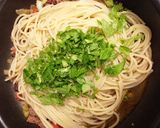 粗挽き肉とセロリのパスタ作り方10写真
