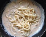 青じそ香る♪明太子クリームうどん作り方4写真