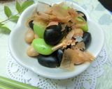 お箸の練習にも✾かつお節on蒸し豆作り方4写真