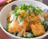 ぽん酢を使った鶏の辛子揚げおろし丼作り方6写真