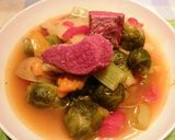 かぼちゃと芽キャベツのトマトスープ作り方4写真