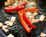 ベーコンとパプリカの和風パスタ作り方3写真