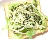 胡麻香る❀たっぷりレタスの塩昆布トースト作り方4写真