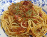 サバの水煮缶とトマトのパスタ作り方5写真