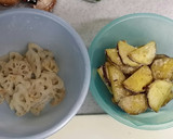 さつまいもと蓮根の甘い醤油味炒め？作り方3写真