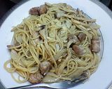 きのことチキンのクリームスパゲッティ作り方6写真