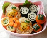 秋キャラ弁♪栗ご飯おにぎりと柿トマト作り方10写真