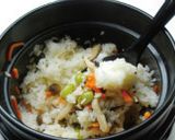 土鍋で炊飯☆キノコと銀杏の炊込みご飯作り方5写真