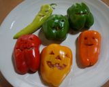 mハロウィンに♪レンジＤＥパプリカの肉詰作り方5写真