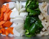 揚げない酢豚作り方1写真