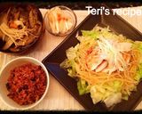 柔らか鶏胸肉とピリリ野菜の鳥の巣プレート作り方6写真