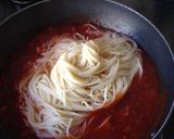クッキングトマトソースとイカ珍味のパスタ作り方4写真