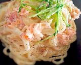 豆苗と鮭のクリームパスタ作り方5写真