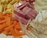 ベーコンと根菜の粕汁作り方1写真