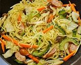 夏味♪ ゴーヤーとキムチの塩ダレ焼きそば作り方7写真
