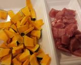 かぼちゃと豚肉のごまからめ作り方1写真