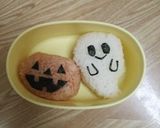 キャラ弁★ハロウィーンおにぎり★おばけ作り方2写真