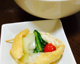 おでん種に～プチトマト玉ねぎとお餅の巾着作り方9写真