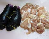 簡単！トロトロ茄子と鶏ももの串揚げ作り方1写真