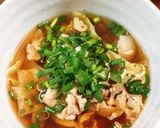 豚コマとキャベツで☆温かい麺のつけ汁☆作り方4写真