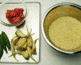 土鍋でご飯☆ラッキョウの炊込みご飯作り方1写真