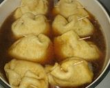彩りきれいな卵の巾着袋煮作り方4写真